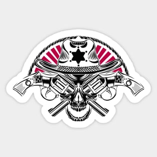 Skeleton blindfolded with a handgun Sticker